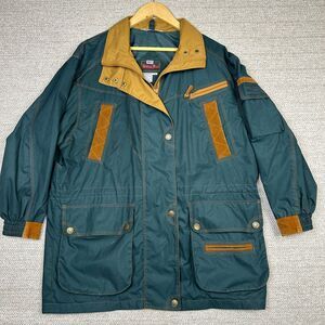 VTG British Mist Women Sz S Green Tan Chore Jacket Coat Hiking Barn Field Hiking